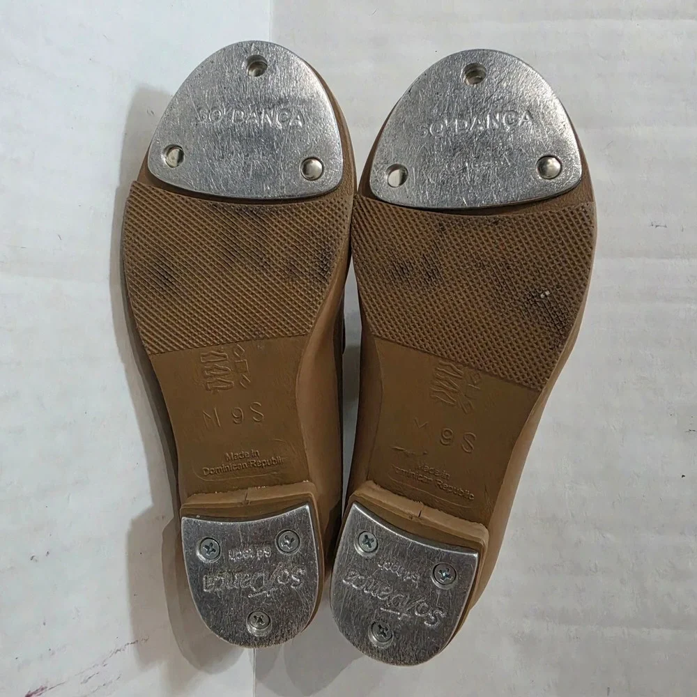 So Danca TA35 Tan Mary Jane Tap Shoes Kids Size 9S Snap Elastic Strap